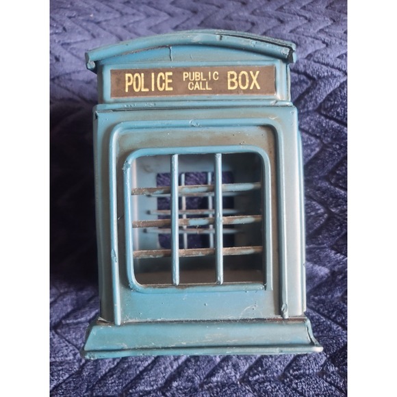 Other - Vintage Metal Police Public Call Box Blue TARDIS Style Tin 5" Dr Who pencils